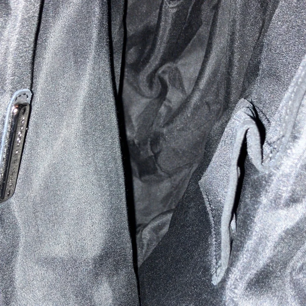 Steve Madden Black Tote with Silver Sparkle Stripe and‎ Tan Handles
